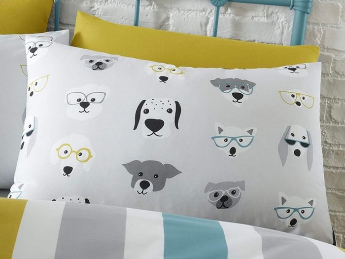 Cool Dogs Easy Care Double Duvet Set Grey (FREE POSTAGE)