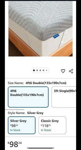 Fabulous New 7cm Memory Foam Mattress Topper Double(135x190x7cm) Silver Grey