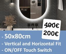 LED Bathroom Mirror Oval 50x80cm Bluetooth Antifog