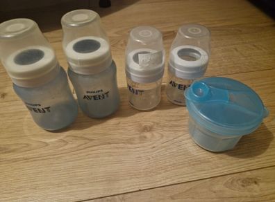 Avent Bottles and formula dispenser