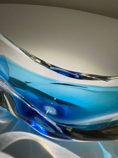 Vintage Art Glass Basket Bowl - Hand Blown