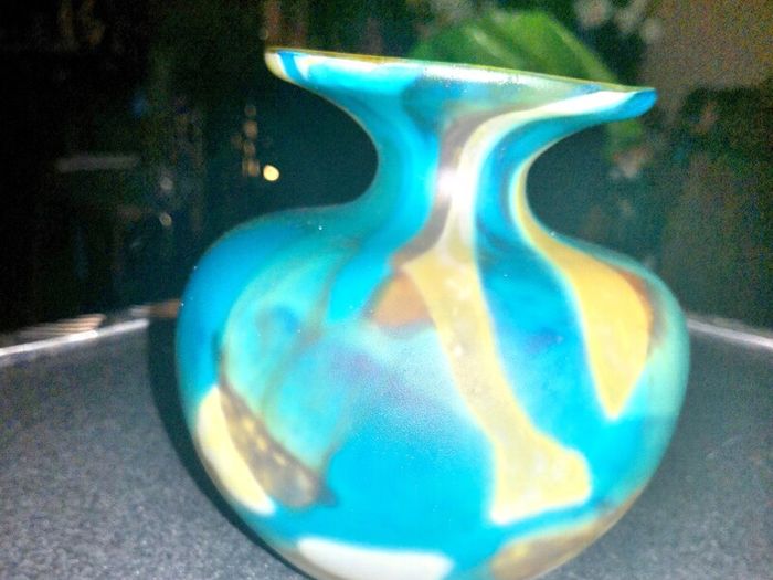 Unique heavy handblown glass vase