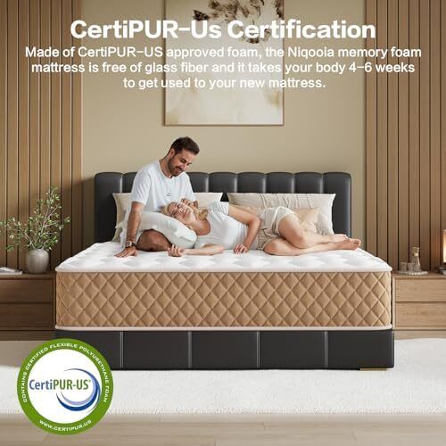 Double Mattresses 4FT6 Memory Foam Mattress, 7-Zone Pocket Sprung Double Bed Mattress with Soft Knitted Fabric, Medium Firm, Motion Isolation, Hybrid Mattress in a Box