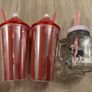 Glass cup with lid and straw Image 2