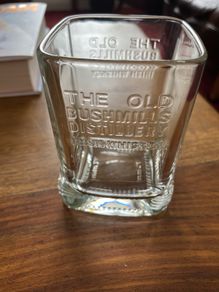 Old bush mills whisky glass square shaped