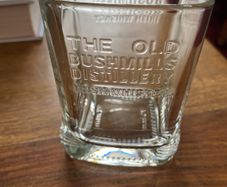 Old bush mills whisky glass square shaped