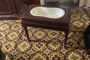 Victorian mahogany bidet baby bath stool table with ceramic liner &amp; cover