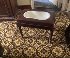 Victorian mahogany bidet baby bath stool table with ceramic liner & cover