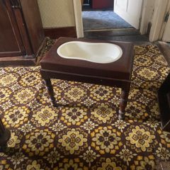 Victorian mahogany bidet baby bath stool table with ceramic liner & cover