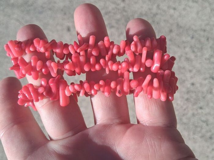 3 x Natural Blood Orange Coral Bracelets