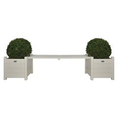 Esschert Design Planters with Bridge Bench White CF33W