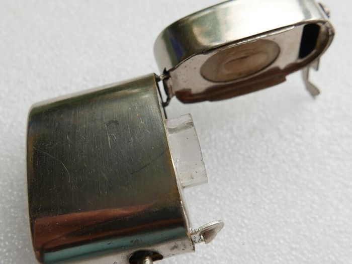 Antique Chrome Nickel Plated Metal Case Travel Bottle Ink - Scent Perfume