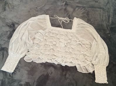 Womens White and Grey Dotted Blouse New Topshop