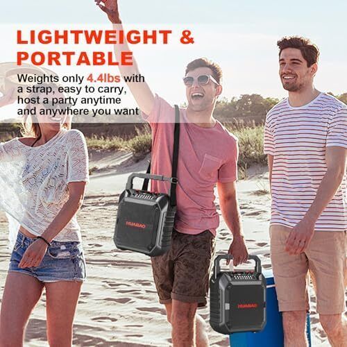 Karaoke Machine with 2 Wireless Microphones, Portable Bluetooth Speaker for Adults & Kids, Bass & Treble Adjustment, PA System Supports TF Card/USB/FM/AUX for Home Party, Indoor and Outdoor