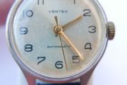Vintage Ventex Antimagnetic Windup Brass Toned  Strap  Watch (in working order)