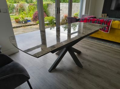 Dining table polished stone