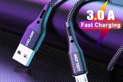 USLION Micro USB Fast Charging QC 3.0-2.0 2A (3M) &amp; Data Sync Nylon Braided Cable (Brand New/Warranty)