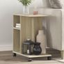 Mobile Side Table with Wheels  White or Oak Finish 50 x 30 x 55 cm Image 5