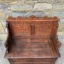 Late Victorian Gothic Revival Carved Oak Hall Settle. Image 7