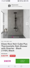 Eliseo Ricci black thermostatic rainfall shower brand new