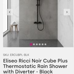Eliseo Ricci black thermostatic rainfall shower brand new