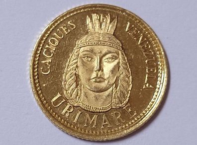 Venezuela Cacique Urimare Gold Coin 1955