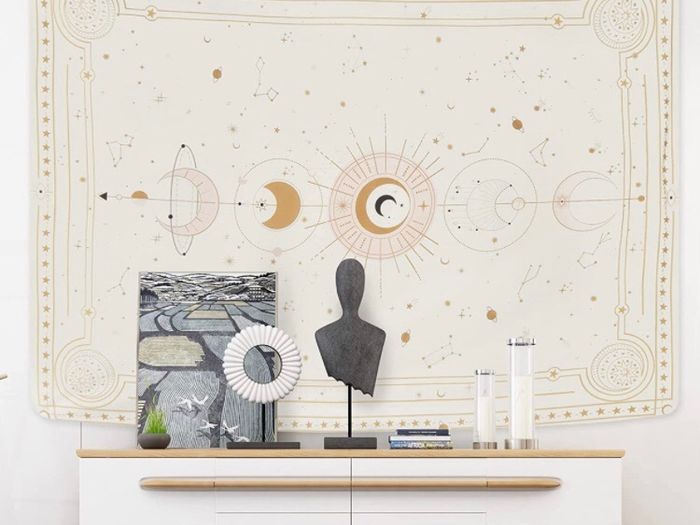 Moon Star Tapestry, Tarot Card Constellation Wall Hanging Wall Art Tapestries Home Decoration for Bedroom Living Room (MULTIPLE SIZES)
