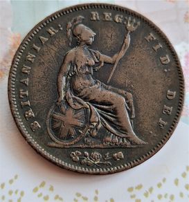 Great Britain. Uk Penny 1853 .queen Victoria Great Coin