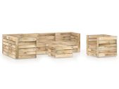 7 Piece Garden Lounge Set Green Impregnated Pinewood