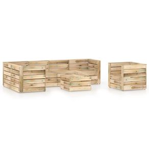 7 Piece Garden Lounge Set Green Impregnated Pinewood