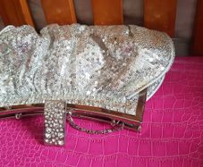 silver clutch with sequins