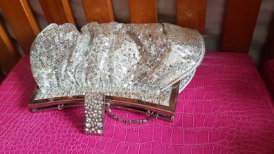silver clutch with sequins