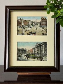 Framed Original Vintage Dublin Postcards Sackville Street & Trinity College