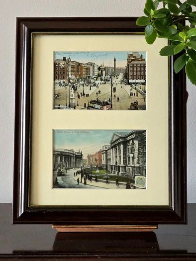 Framed Original Vintage Dublin Postcards Sackville Street & Trinity College