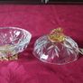 Killarney Crystal Cut Crystal Glass Happy Birthday Lidded Jewelry Dish / Bowl With 24 Carat Gold Cover Handle and Footed Base Finishing Made In Ireland Image 5