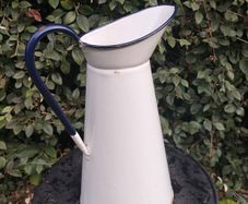 Vintage Enamel Water Jug Pitcher