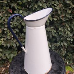 Vintage Enamel Water Jug Pitcher
