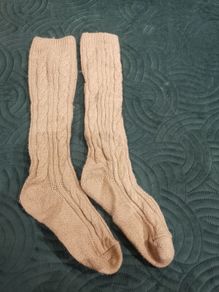Women's long warm socks caramel colour