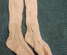 Women's long warm socks caramel colour