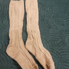 Women's long warm socks caramel colour