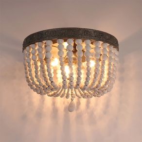 BRAND NEW Antique lime white round wooden beads living room bedroom dining cafe ceiling light