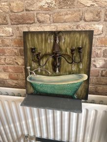 Metal 3d bathroom picture with working lights