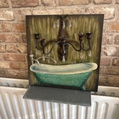 Metal 3d bathroom picture with working lights
