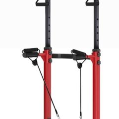 Pull Up & Dip Station Dip Stand Power Tower, Adjustable Height Home Strength Training Fitness Workout Station, Suitable for Teenagers, Women, Men (Red)