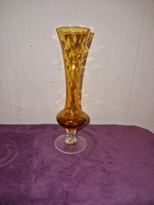 Antique amber glass bud vase