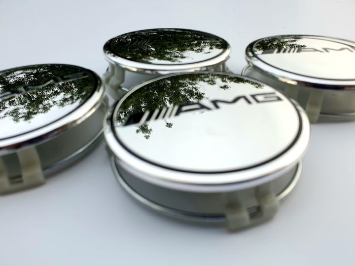 4x AMG SILVER Mercedes Benz 75mm Alloy Wheel Center Caps cap Hub Cover  E S C S CLK 75