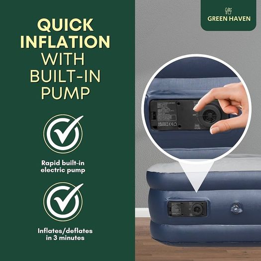 Premium King Size Air Bed Double with Built in Pump Electric & Storage Bag | Self Inflatable Mattress - Waterproof Camping Bed - Blow Up Mattress - Air Mattress Double - Blow Up Bed Double