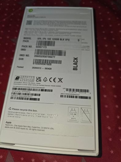 Empty box for iPhone 16e