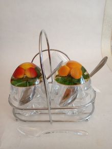 Vintage Lucite Preserve Pots Complete with Napkin Holder