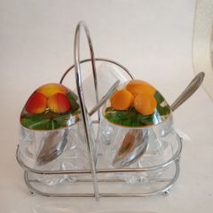Vintage Lucite Preserve Pots Complete with Napkin Holder